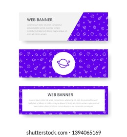 Space set of horizontal web banners, business card, vector template design