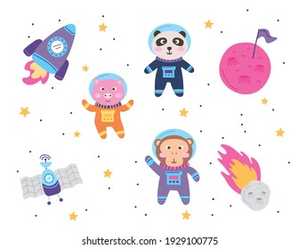space set icons and animals