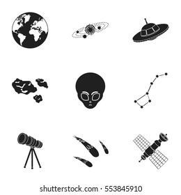Space set icons in black style. Big collection of space vector symbol stock illustration