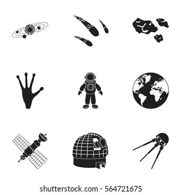 Space set icons in black style. Big collection of space vector symbol stock illustration