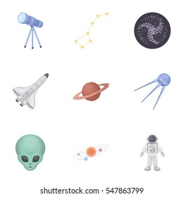 Space set icons in cartoon style. Big collection of space vector symbol stock illustration