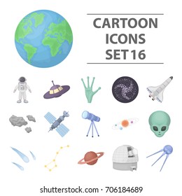 Space set icons in cartoon style. Big collection of space vector illustration symbol.