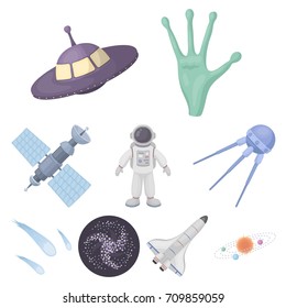Space set icons in cartoon style. Big collection of space vector symbol stock illustration