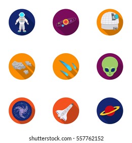 Space set icons in flat style. Big collection of space vector symbol stock illustration