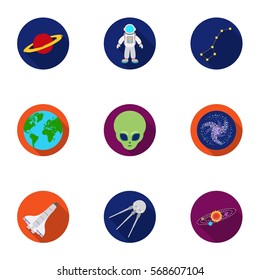 Space set icons in flat style. Big collection of space vector symbol stock illustration