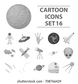 Space set icons in monochrome style. Big collection of space vector symbol stock illustration