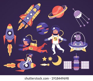 space set icons pattern background vector illustration design