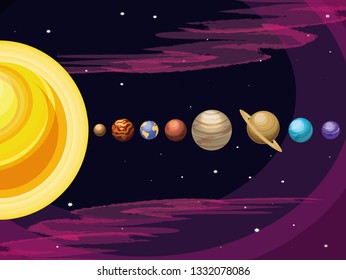 space with set of planets universe scene