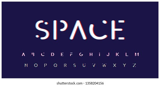 Space set style technology and modern. Decorative alphabet vector fonts and numbers.Typography design for headlines, labels, posters, logos.
