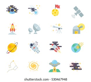 Space set of vector icons