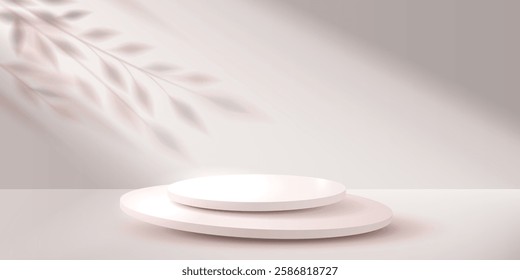 Space with shadow from plant on wall, scene with bright light from the window. Vector illustration 