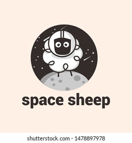 space sheep logo design template