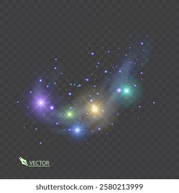 Space with shining stars. Starry night Stardust on dark sky. Magic galaxy in Vector