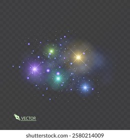 Space with shining stars. Starry night Stardust on dark sky. Magic galaxy in Vector