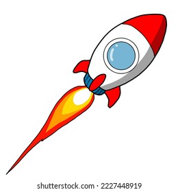 space ship cartoon hand drawn decorative vector on white background