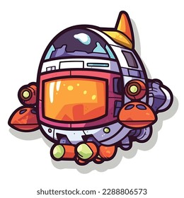 Ilustración de vectores de dibujos animados de buques espaciales aislados