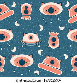 space ship cat dark colored pattern