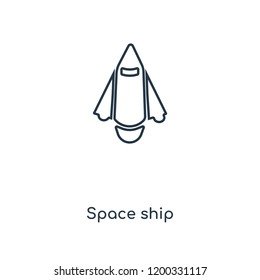 Space ship concept line icon. Linear Space ship concept outline symbol design. This simple element illustration can be used for web and mobile UI/UX.