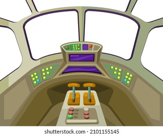 Space ship control panel. Spacecraft interior background