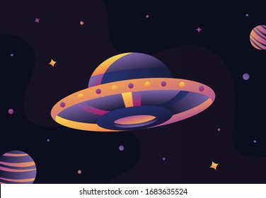 Space ship in the dark sky 