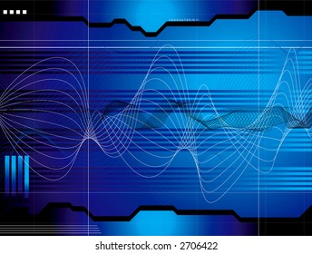 A space ship dash board or technical readout in blue