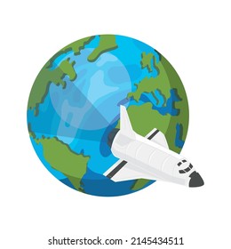 space ship and earth scene