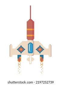 space ship eight bit style icon