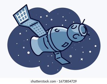 Space ship flies in space
