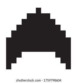 Space Ship Flying 8 Bits Pixelated Silhouette Vector Illustration Design