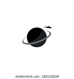 space ship flying in sky on white background. flat style trend modern logotype design vector illustration.