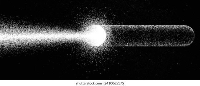 Space ship in space. Futuristic landscape, with noise texture . Rocket launch with starry sky .Vector illustration, screen print texture