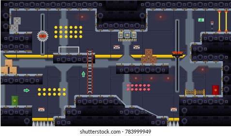 Space ship hangar level design for creating sci-fi action video games