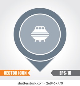 Space Ship Icon On Map Pointer. Eps.-10.