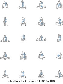 Space ship icon pack, illustration, vector on a white background.