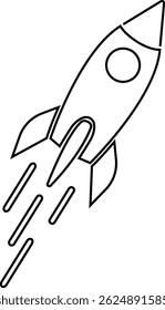 Space ship icon. rocket vector symbol isolated on transparent background. Rocketship logo astronaut, spaceship, technology, fast speed booster fly for flight. Element for app and web.