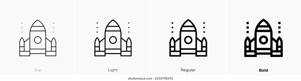 space ship icon. Thin, Light Regular And Bold style design isolated on white background