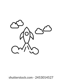 icono de nave espacial, icono de Vector de la mejor línea.