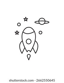 Icono de la nave espacial, el mejor ícono de la línea del Vector.
