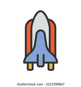 Space Ship icon vector image. Can also be used for Space. Suitable for mobile apps, web apps and print media.