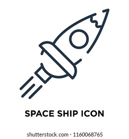 Space ship icon vector isolated on white background, Space ship transparent sign , line symbol or linear element design in outline style
