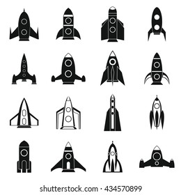 Space ship icons set. Simple illustration of space ship vector icons isolated on white background. Spacecraft set