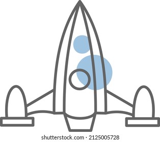 Space ship in space, illustration, vector on a white background.