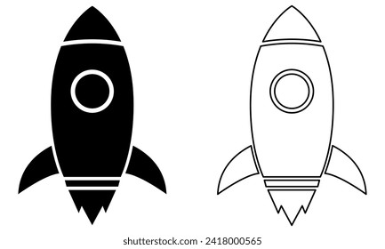 Symbol-Set für den Start von Raumschiffen. Startkonzept für Rocketship. Vektorgrafik einzeln auf weißem Hintergrund