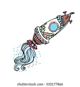 The space ship line with color full