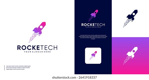 space ship logo, fast network connection symbol, graphic design template.