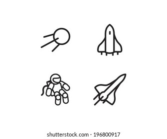 Space Ship Outline Icon Symbol