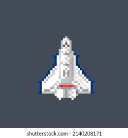 space ship in pixel style