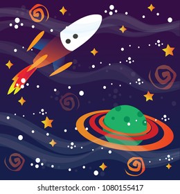 space ship and planet