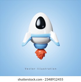 space ship rocket in 3d vector illustration