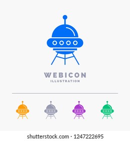 space ship, space, ship, rocket, alien 5 Color Glyph Web Icon Template isolated on white. Vector illustration